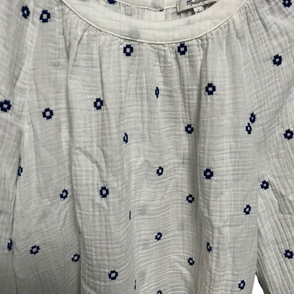 Madewell Embroidered Lightspun Wide Neck Cuffed Sleeve Top - Picture 6 of 11